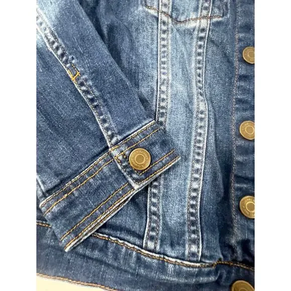 Garnet Hill Kids Jean Jacket with Embroidered Flowers Size Large - Picture 6 of 16